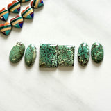 Medium Bamboo Green Mixed Treasure Mountain Turquoise, Set of 6 Background