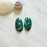 Large Deep Green Oval Fox Turquoise, Set of 2 Background