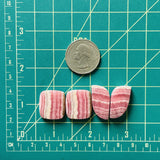 Medium Pink Mixed Rhodochrosite, Set of 4 Dimensions