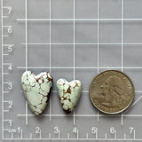 Medium Faint Blue Heart Sand Hill Turquoise, Set of 2 Dimensions