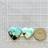 Large Sky Blue Heart Yungai Turquoise, Set of 2 Dimensions
