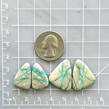 Medium Faint Green Triangle Royston Turquoise, Set of 4 Dimensions
