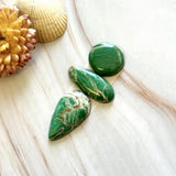 Medium Deep Green Mixed Crescent Lake Variscite, Set of 3 Background