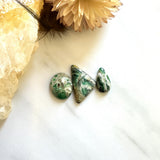 Small Deep Green Mixed Crescent Lake Variscite, Set of 3 Background