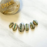Medium Deep Green Oval Royston Turquoise, Set of 6 Background