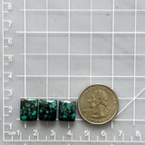 Small Ocean Blue Square Bamboo Mountain Turquoise, Set of 3 Dimensions