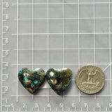 Large Sky Blue Heart Ithaca Peak Turquoise, Set of 2 Dimensions