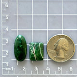 Medium Deep Green Mixed Crescent Lake Variscite, Set of 2 Dimensions