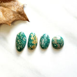 Small Deep Green Mixed Fox Turquoise, Set of 4 Background