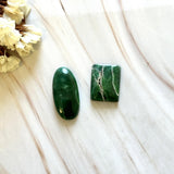Medium Deep Green Mixed Crescent Lake Variscite, Set of 2 Background