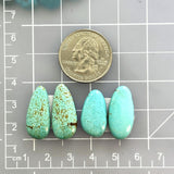 Medium Sky Blue Teardrop Number 8 Turquoise, Set of 4 Dimensions