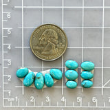 Small Sky Blue Mixed Kingman Turquoise, Set of 11 Dimensions