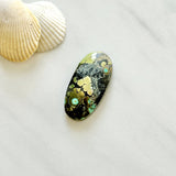 Large Yellow Oval Treasure Mountain Turquoise Background
