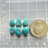 Small Sky Blue Teardrop Royston Turquoise, Set of 6 Dimensions