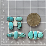 Small Sky Blue Mixed Pilot Mountain Turquoise, Set of 10 Dimensions