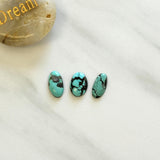 Small Sky Blue Oval Yungai Turquoise, Set of 3 Background