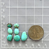 Small Sky Blue Mixed Kingman Turquoise, Set of 7 Dimensions