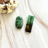 Large Deep Green Mixed Crescent Lake Variscite, Set of 2 Background
