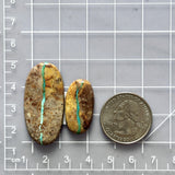 Medium Faint Green Oval Royston Turquoise, Set of 2 Dimensions