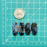 Large Deep Blue Oval Pietersite Quartz, Set of 4 Dimensions