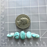 Small Sky Blue Mixed Carico Lake Turquoise, Set of 5 Dimensions