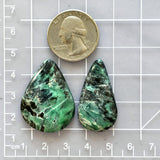 Large Deep Green Teardrop Crescent Lake Variscite, Set of 2 Dimensions