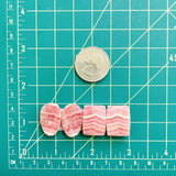 Medium Pink Mixed Rhodochrosite, Set of 4 Dimensions