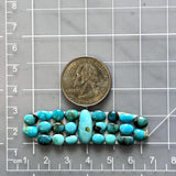 Small Sky Blue Mixed Mixed Turquoise, Set of 23 Dimensions