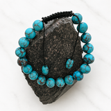 Stabilized Spider Web Egyptian Turquoise 9mm Round Bead Bracelet