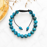 Stabilized Spider Web Egyptian Turquoise 8mm Round Bead Bracelet