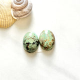 Medium Faint Green Oval Crescent Lake Variscite, Set of 2 Background