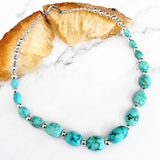 Natural Golden Matrix Lone Mountain Turquoise Smooth Nugget Necklace 18 Inches