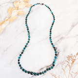 Natural Spider Web Yungai Turquoise Bead Necklace 32 Inches