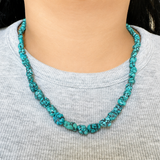 Natural Spider Web Yungai Turquoise Nugget Necklace 19 Inches