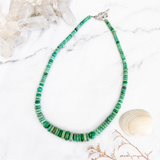 Natural Lucid Turquoise Rondelle Bead Necklace 18 Inches