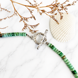 Natural Lucid Turquoise Rondelle Bead Necklace 18 Inches