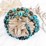Natural Spider Web Yungai Turquoise Bead Necklace 32 Inches