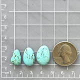 Small Sky Blue Mixed Number 8 Turquoise, Set of 3 Dimensions