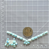 Small Faint Blue Mixed Golden Hills Turquoise, Set of 28 Dimensions