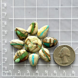 Medium Mixed Mixed Royston Turquoise, Set of 9 Dimensions