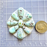 Small Faint Blue Mixed Sand Hill Turquoise, Set of 9 Dimensions