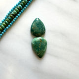 Large Deep Green Teardrop Crescent Lake Variscite, Set of 2 Background