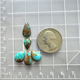 Small Sky Blue Teardrop Number 8 Turquoise, Set of 5 Dimensions