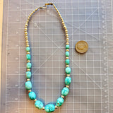 Natural Golden Matrix Lone Mountain Turquoise Smooth Nugget Necklace 18 Inches