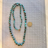 Natural Spider Web Yungai Turquoise Bead Necklace 32 Inches