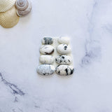 Small White Oval White Buffalo Dolomite, Set of 8 Background
