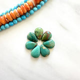 Small Sea Green Teardrop Royston Turquoise, Set of 7 Background