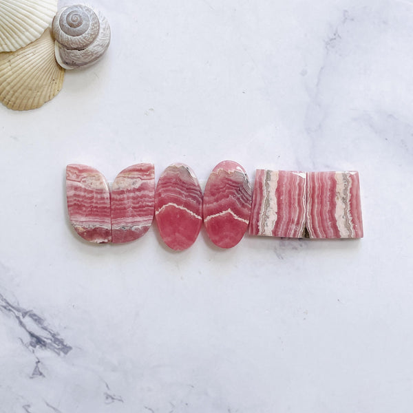 Large Pink Mixed Rhodochrosite, Set of 6 Background