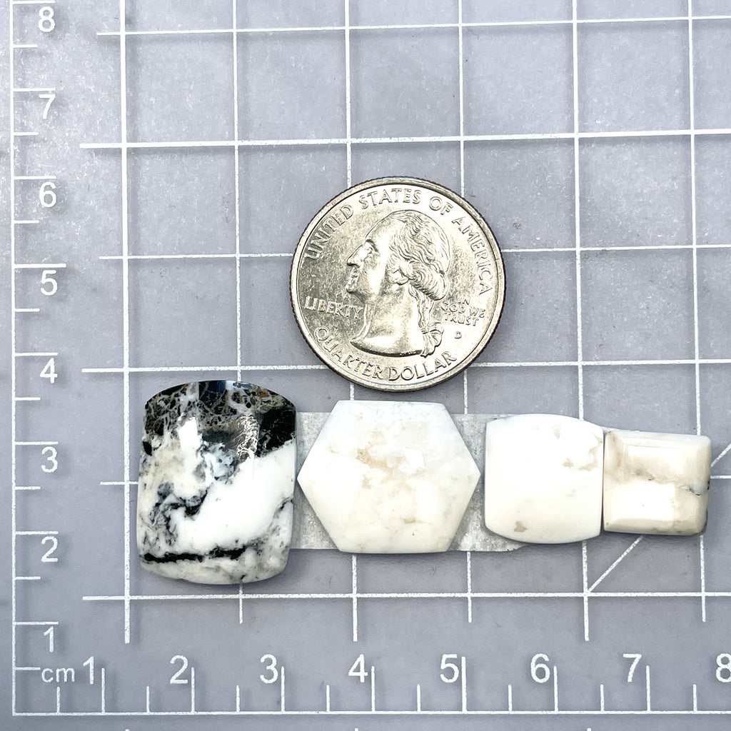 トップス pellicule motif stone big PK white Medium Mixed Mixed White Buffalo Dolomite, Set of 4 - Turquoise Moose
