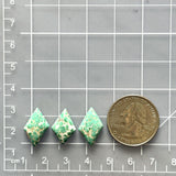 Small Mint Green Diamond Namtso Lake Turquoise, Set of 3 Dimensions